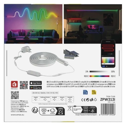 GoSmart Flexible LED-Leiste NEON weiß, 3 m, 23 W, RGBIC dimmbar, WiFi