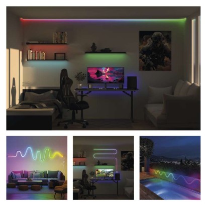 GoSmart Flexible LED-Leiste NEON weiß, 3 m, 23 W, RGBIC dimmbar, WiFi