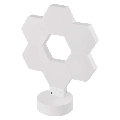 GoSmart LED-Tischleuchte Hexagon weiß, 6-teilig, RGBIC dimmbar, WiFi