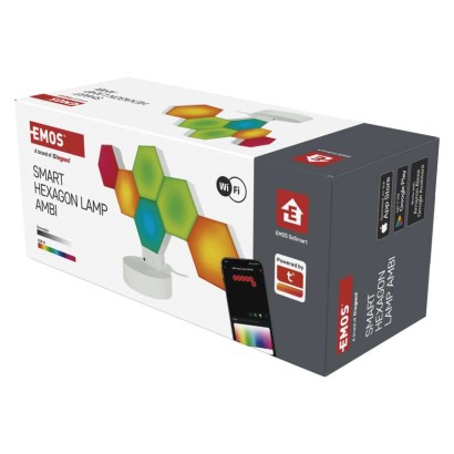 GoSmart LED-Tischleuchte Hexagon weiß, 6-teilig, RGBIC dimmbar, WiFi