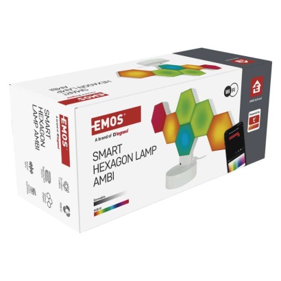 GoSmart LED-Tischleuchte Hexagon weiß, 6-teilig, RGBIC dimmbar, WiFi