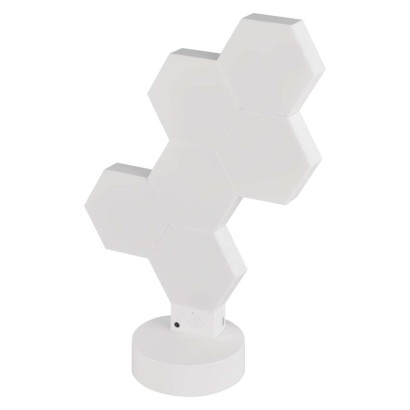 GoSmart LED-Tischleuchte Hexagon weiß, 6-teilig, RGBIC dimmbar, WiFi