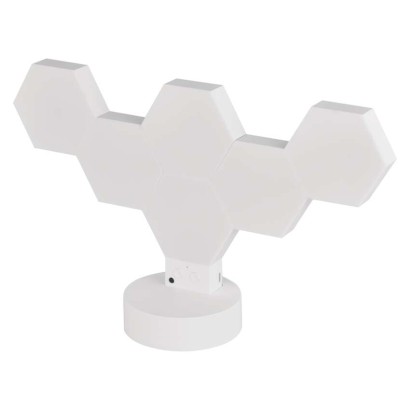 GoSmart LED-Tischleuchte Hexagon weiß, 6-teilig, RGBIC dimmbar, WiFi