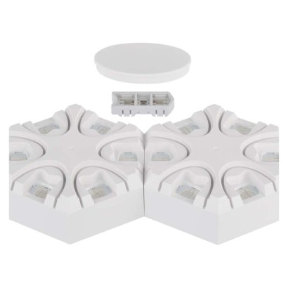 GoSmart LED-Tischleuchte Hexagon weiß, 6-teilig, RGBIC dimmbar, WiFi
