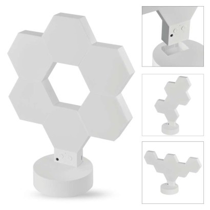 GoSmart LED-Tischleuchte Hexagon weiß, 6-teilig, RGBIC dimmbar, WiFi