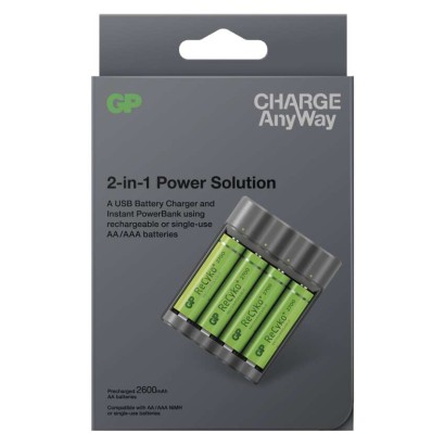 GP Charge AnyWay 2in1 power bank és elemtöltő