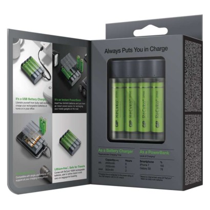 GP Charge AnyWay 2in1 power bank és elemtöltő