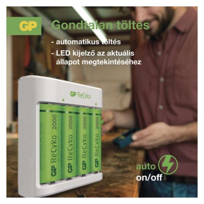 GP Akkumulátor töltő Eco E411+2xAA ReCyko 2100mAh