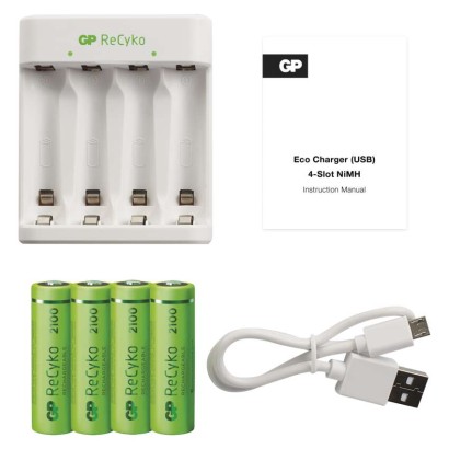 GP Akkumulátor töltő Eco E411+2xAA ReCyko 2100mAh
