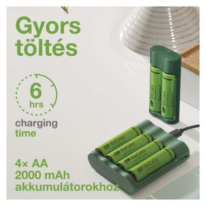 GP Akkumulátor töltő USB Adapter Everyday B421+4xAA GP ReCyko 2700mAh