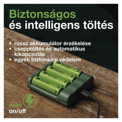 GP Akkumulátor töltő USB Adapter Everyday B421+4xAA GP ReCyko 2700mAh
