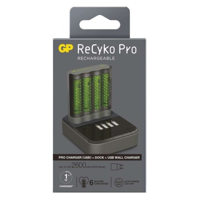 GP Pro akkumulátor töltő P461+4xAA ReCyko 2700mAh+ dokkoló