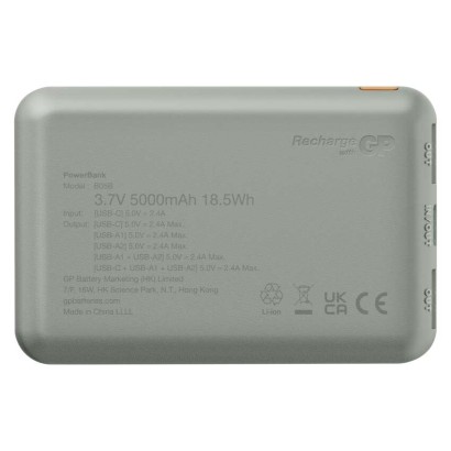 GP Powerbank B+ Series, 5 000 mAh, 12 W, zöldesszürke