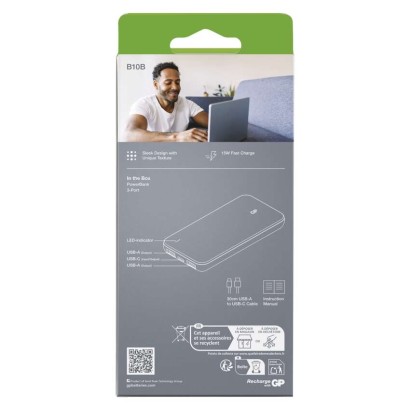 GP Powerbank B+ Series, 10 000 mAh, 15 W, kék