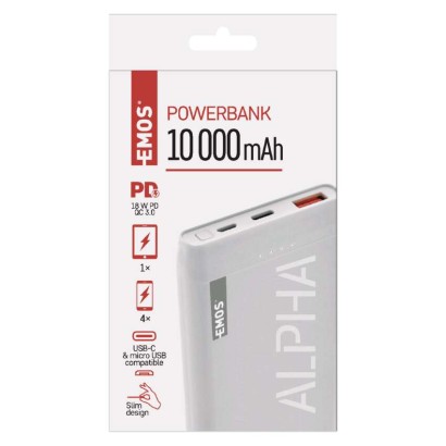 Powerbanka EMOS AlphaQ 10, 10000 mAh, bílá