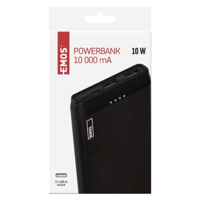 Powerbank EMOS Alpha 10S, 10 000 mAh, 10 W, schwarz
