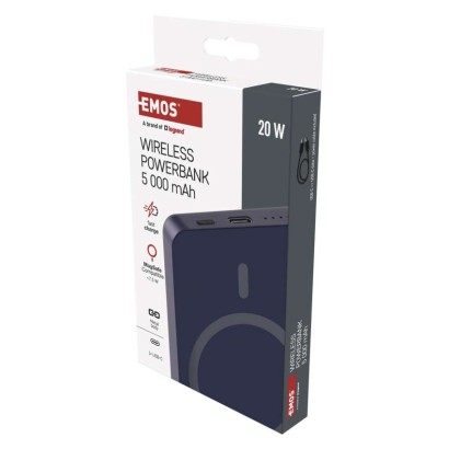EMOS Powerbank WI 522, 5 000 mAh, 20 W+Wireless, kék