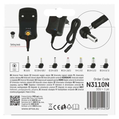 Universalus maitinimo adapteris 600 mA su antgaliais