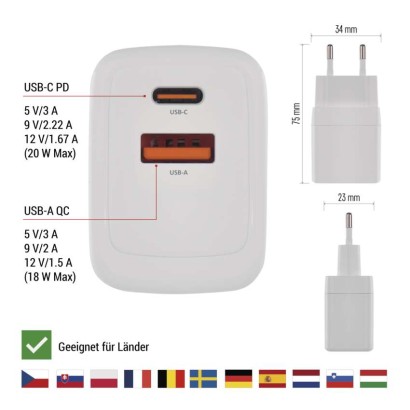 USB Netzadapter GaN PD 20 W max.