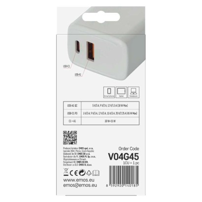 EMOS Univerzális USB töltő GaN PD 45 W max.