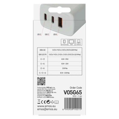 USB Netzadapter GaN PD 65 W max.