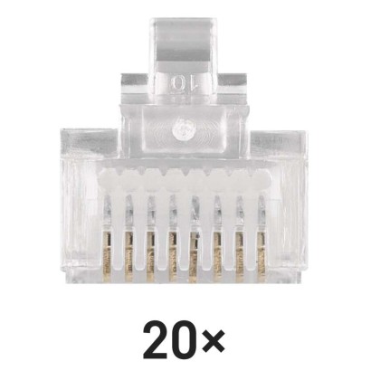 RJ45 jungtis FTP kabeliui (vientisas laidas) CAT5E, 20 vnt.