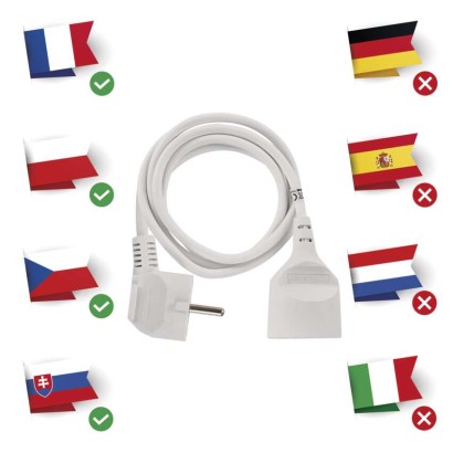 Prodlužovací kabel 1,5 m / 1 zásuvka / bílý / PVC / 1 mm2