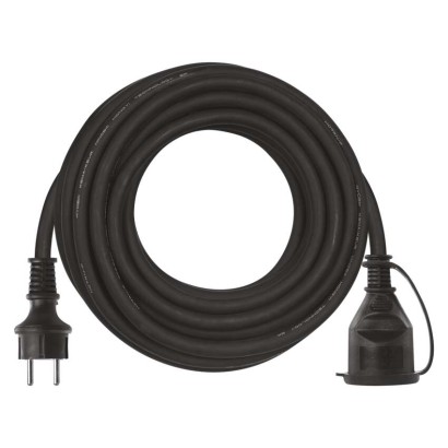 Venkovní prodlužovací kabel 10 m / 1 zásuvka / černý / guma-neopren / 230 V / 2,5 mm2