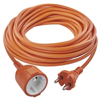 Dvožilni podaljšek 20m / 1 vtičnica / PVC / 230V / 1,5 mm2