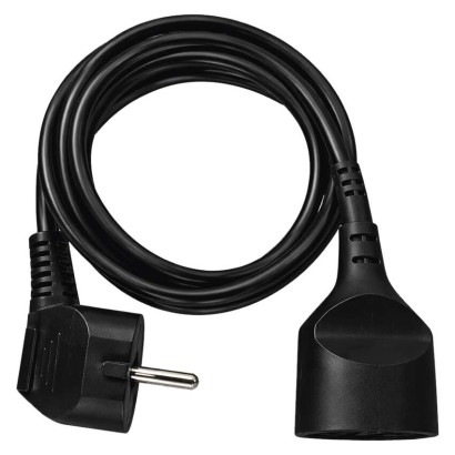 Prodlužovací kabel 1,5 m / 1 zásuvka / černý / PVC / 1 mm2