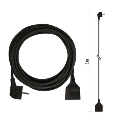 Prodlužovací kabel 5 m / 1 zásuvka / černý / PVC / 1,5 mm2