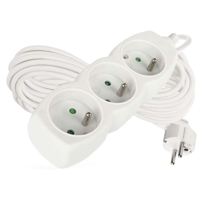 Prodlužovací kabel 10 m / 3 zásuvky / bílý / PVC / 1 mm2