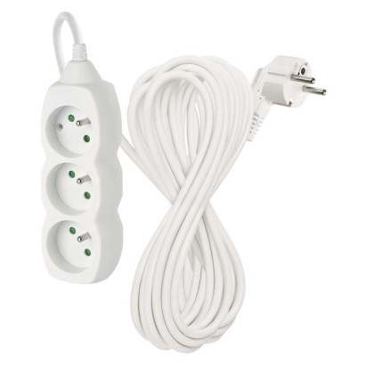 Prodlužovací kabel 10 m / 3 zásuvky / bílý / PVC / 1,5 mm2
