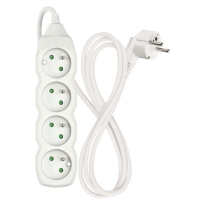 Prodlužovací kabel 1,5 m / 4 zásuvky / bílý / PVC / 1 mm2