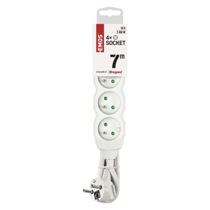 Prodlužovací kabel 7 m / 4 zásuvky / bílý / PVC / 1 mm2