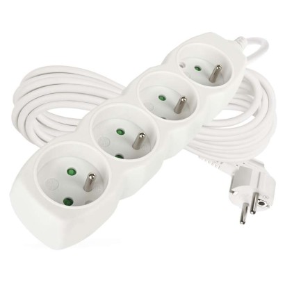 Predlžovací kábel 7 m / 4 zásuvky / biely / PVC / 1,5 mm2
