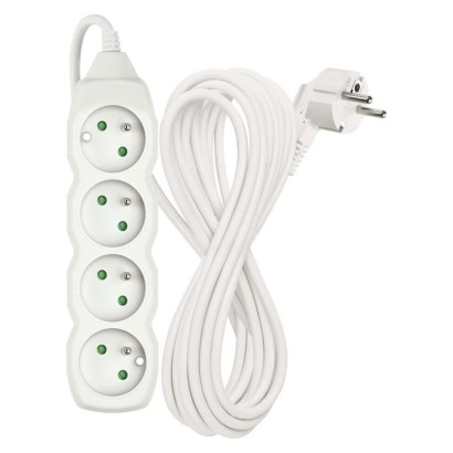 Predlžovací kábel 7 m / 4 zásuvky / biely / PVC / 1,5 mm2