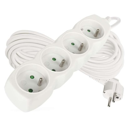 Prodlužovací kabel 10 m / 4 zásuvky / bílý / PVC / 1 mm2