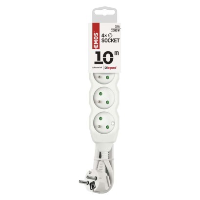 Prodlužovací kabel 10 m / 4 zásuvky / bílý / PVC / 1 mm2