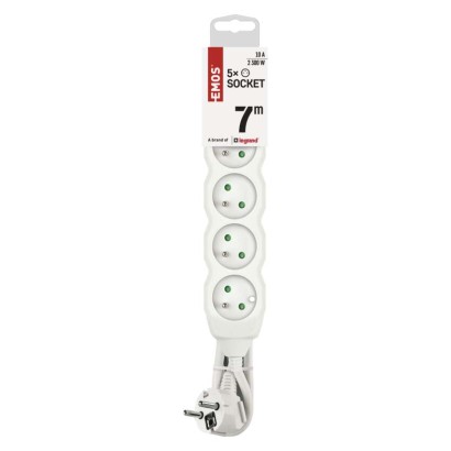 Prodlužovací kabel 7 m / 5 zásuvek / bílý / PVC / 1 mm2