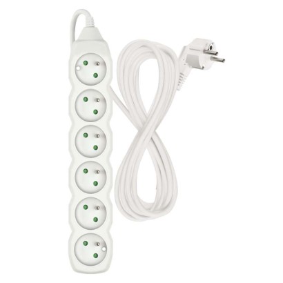 Prodlužovací kabel 5 m / 6 zásuvek / bílý / PVC / 1 mm2