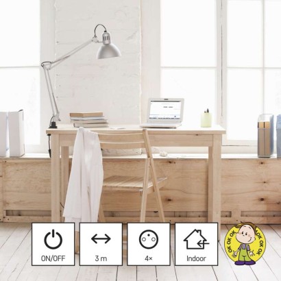 Predlžovací kábel 3 m / 4 zásuvky / s vypínačom / biely / PVC / 1,5 mm2
