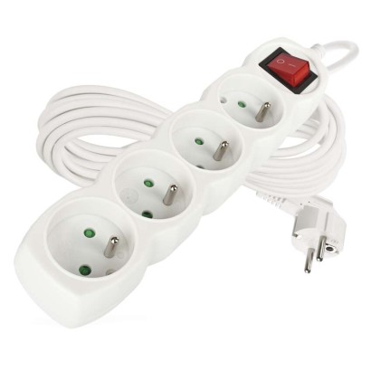 Predlžovací kábel 7 m / 4 zásuvky / s vypínačom / biely / PVC / 1 mm2