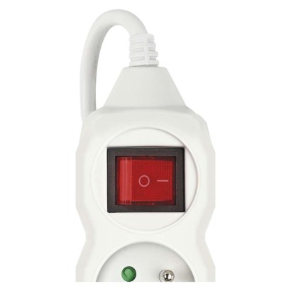 Prodlužovací kabel 5 m / 6 zásuvek / s vypínačem / bílý / PVC / 1 mm2