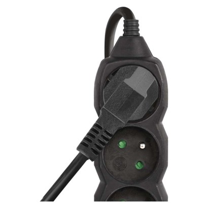 Przedłużacz 3 m / 4 gniazda / czarny / PVC / 1 mm2