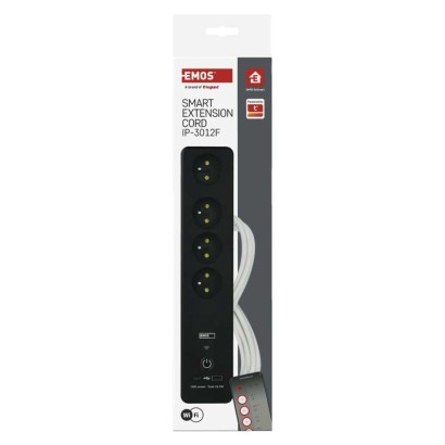 GoSmart Przedłużacz 2 m / 4 gniazda / z wyłącznikiem / z USB / biało-czarny / PVC / 1,5mm2