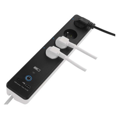 GoSmart Przedłużacz 2 m / 4 gniazda / z wyłącznikiem / z USB / biało-czarny / PVC / 1,5mm2