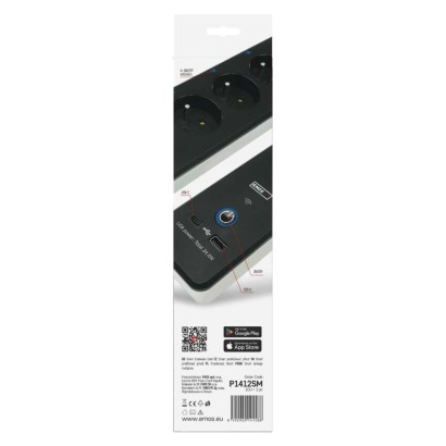 GoSmart Przedłużacz 2 m / 4 gniazda / z wyłącznikiem / z USB / biało-czarny / PVC / 1,5mm2
