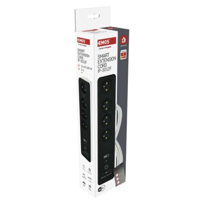 GoSmart Przedłużacz 2 m / 4 gniazda / z wyłącznikiem / z USB / biało-czarny / PVC / 1,5mm2