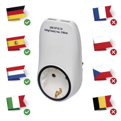 Steckdose + 2x USB SCHUKO